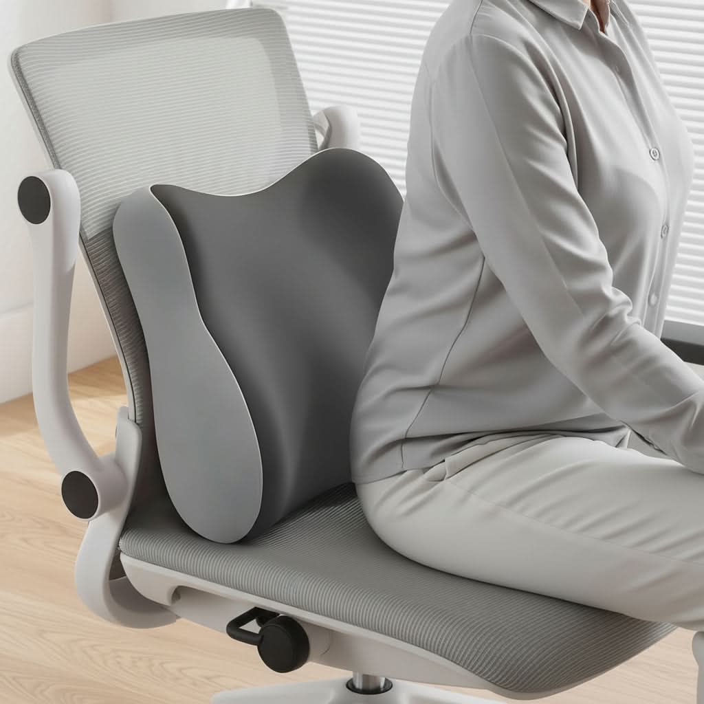 Memory Foam Lower Back Support Cushion for Office Chair, Car Seat & Daily Seating – Ergonomic Posture Corrector Pad for Pain Relief | Thomler