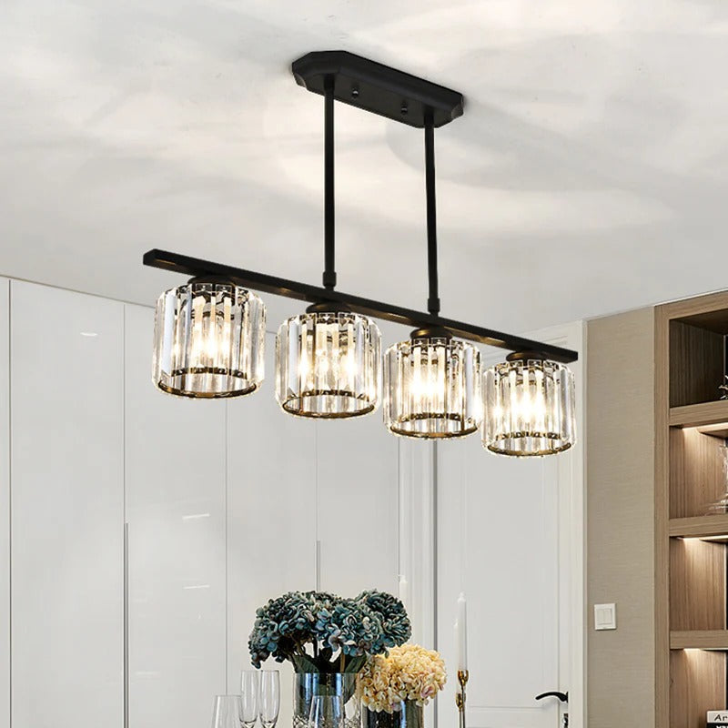 Hanglamp Eettafel Glas Zwart Goud 3 Of 4 Lichts E27 Modern | Sansoti