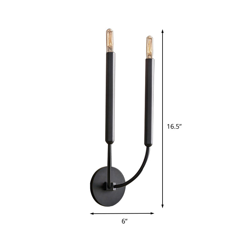 Industrial Tube Wall Sconce Metal Fixture with Exposed Bulb Design for Hallway, Dining Room & Bedroom | Single or Double Light | Thomler