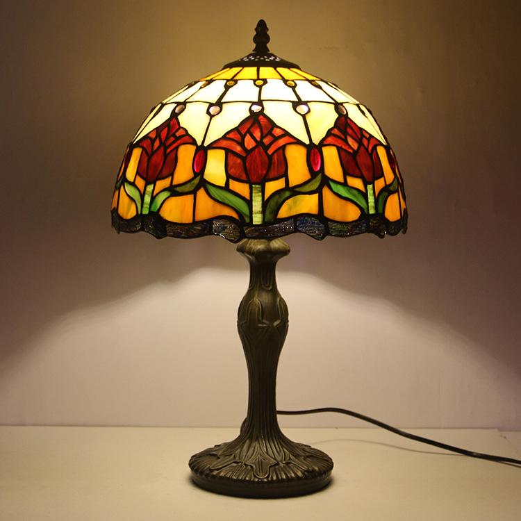 Tiffany Tafellamp Buntglas Klassiek 45cm E26 Glas Metaal Woonkamer | Sansoti