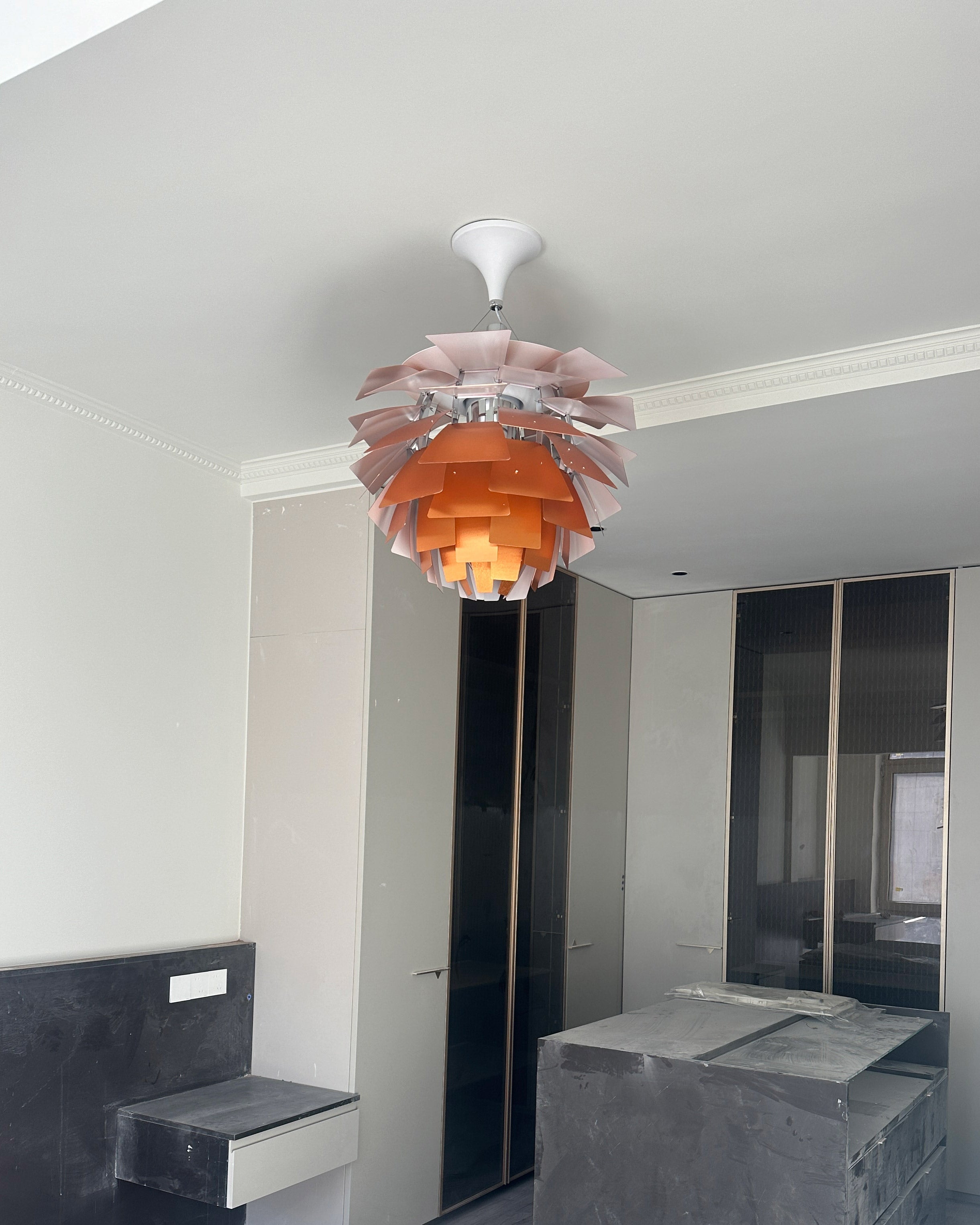 Pendant Light Metal Pinecone 20 in Adjustable Living Room Dining Area Chandelier Decorative Ceiling Fixture | Thomler