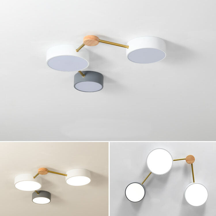 Flush Mount Ceiling Light Iron Solid Wood Acrylic 36W 23.6 in Gray Modern Hallway Living Room Bedroom Lighting | Thomler