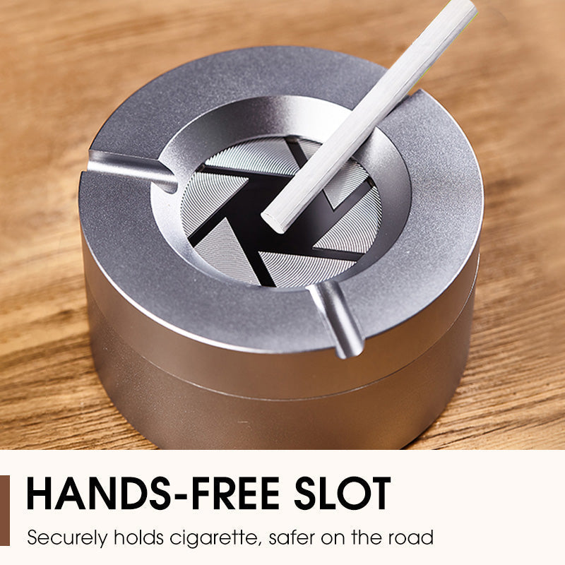 Stainless Steel Twist-Lock Ashtray for Car and Home | Odor-Sealing 360° Rotation Design Smokeless Holder | Thomler
