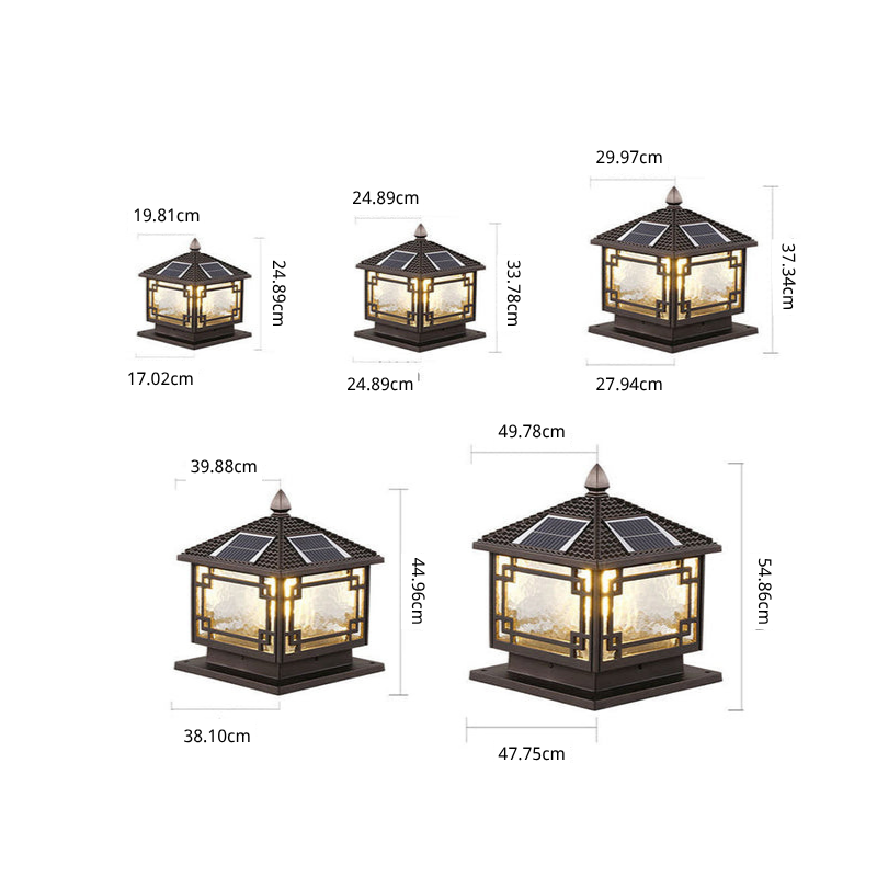 Traditional Post-Mount Garden Lantern – Coffee Gold Finish, All-Weather Aluminum, Glass Shade | Thomler