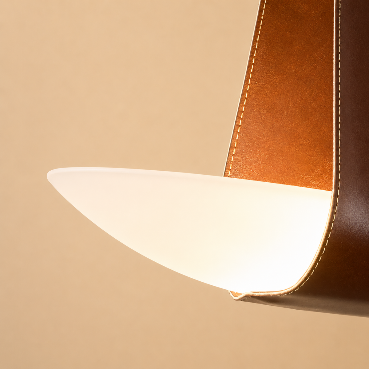 Frosted Glass Drop Pendant with Leather Strap for Bedrooms & Dining Areas | Thomler