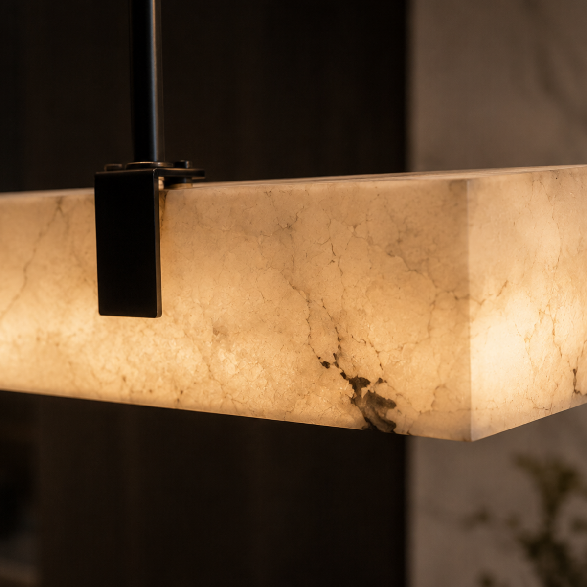 Elongated Marble-Effect LED Hanging Fixture for Dining & Kitchen Islands – Dimmable Warm Glow | Thomler