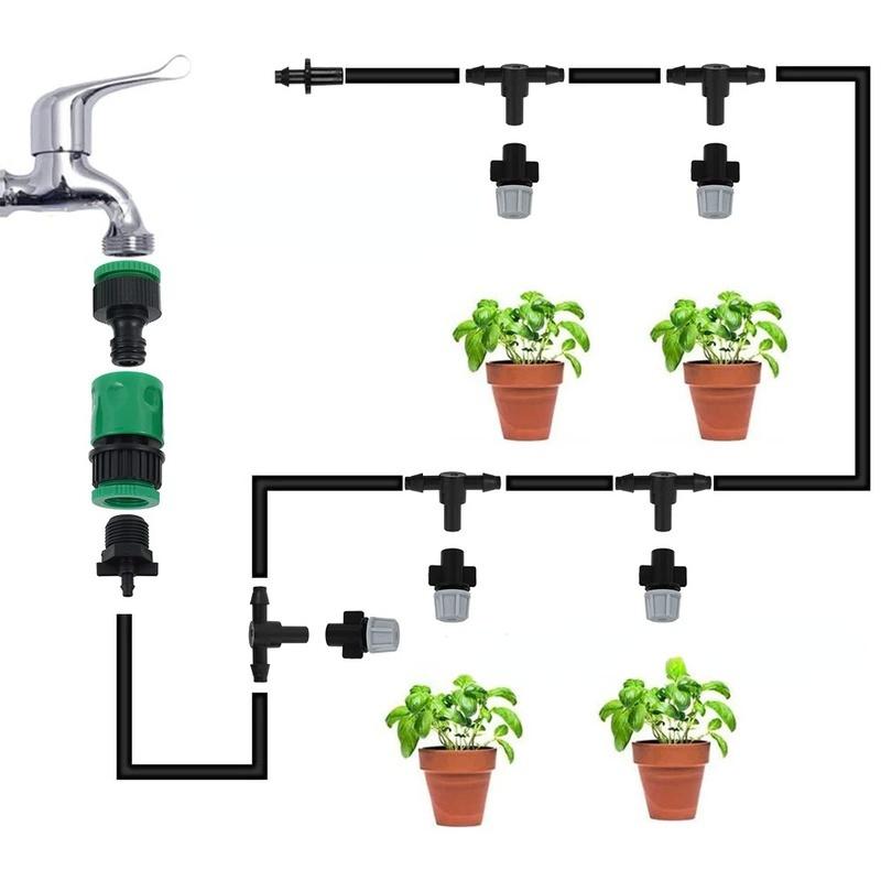 Adjustable Drip Irrigation System – 33 ft Hose with 10 Nozzles – Automatic Plant Watering for Garden Greenhouse & Patio | Thomler