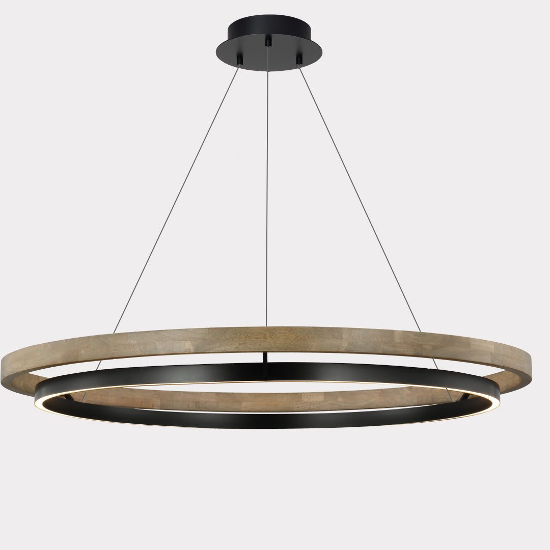 Pendant Light Wood Ring 60.0 cm (23.6") LED Dining Room Adjustable Hanging Ceiling Chandelier Modern Farmhouse Kitchen Island | Thomler