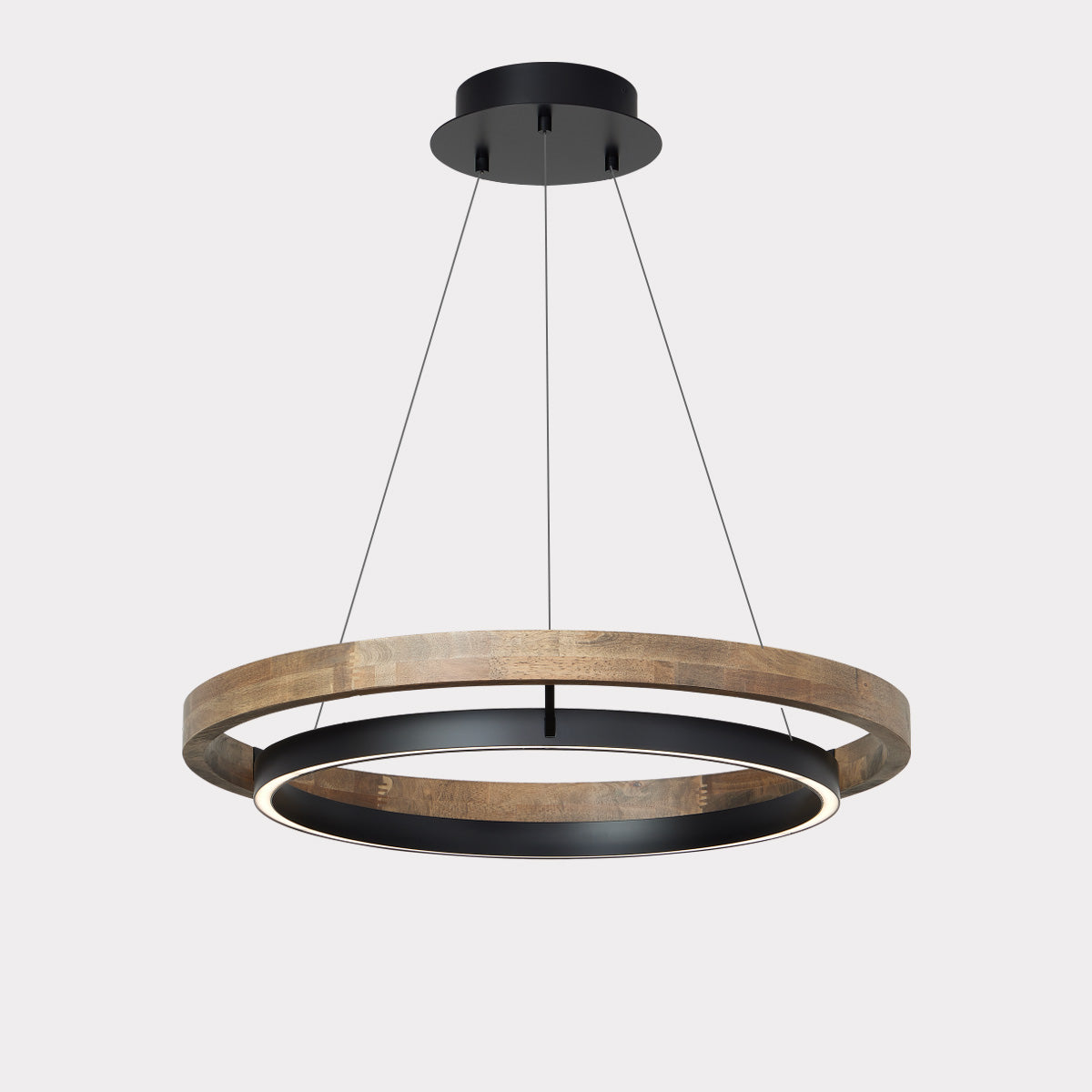 Pendant Light Wood Ring 60.0 cm (23.6") LED Dining Room Adjustable Hanging Ceiling Chandelier Modern Farmhouse Kitchen Island | Thomler