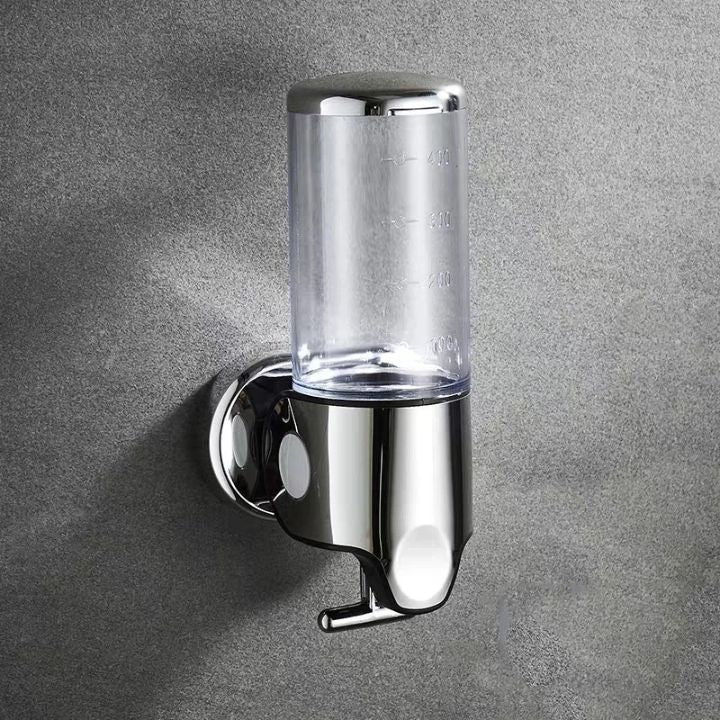 Wall Mount Soap Dispenser with Push Pump - Stainless Steel Liquid Holder for Shampoo, Lotion & Hand Wash in Bathroom, Kitchen, Shower | Thomler