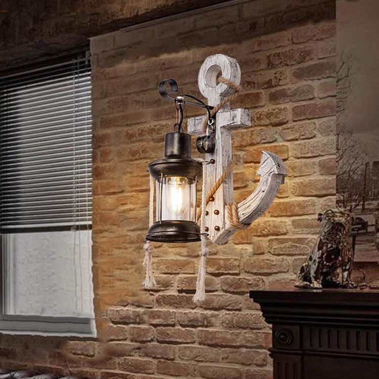 Wall Lamp Iron Wood 12.6 in White Industrial Hallway Living Room Bedroom LED Incandescent Fluorescent Lighting | Thomler