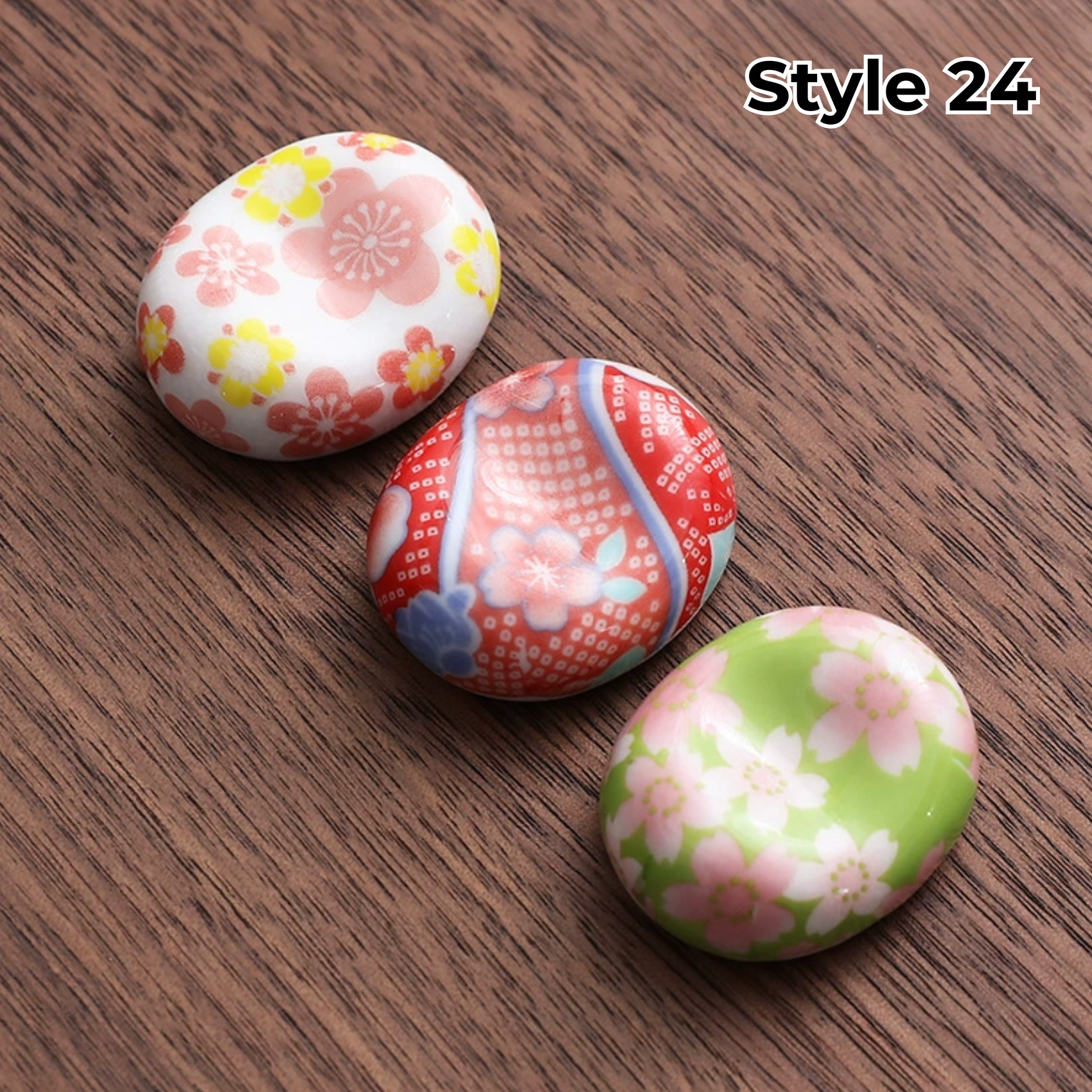 Porcelain Utensil Holders with Animal and Fruit Designs for Asian Dining – Set of 3 Decorative Tabletop Rests | Thomler
