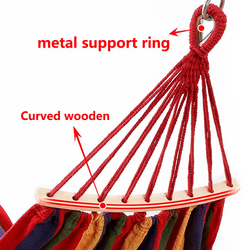 Hammock Cotton Blend 260.0 cm Portable Garden Balcony Camping Relaxation Swing Bed With Storage Bag Anti Tilt Design | Thomler