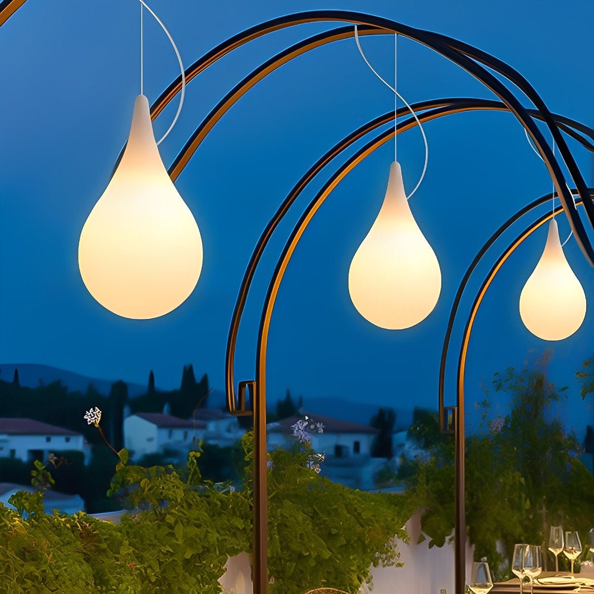 Pendant Light Plastic Teardrop 24.0 cm White Outdoor Patio Pergola Waterproof Hanging Garden Light RGB LED | Thomler