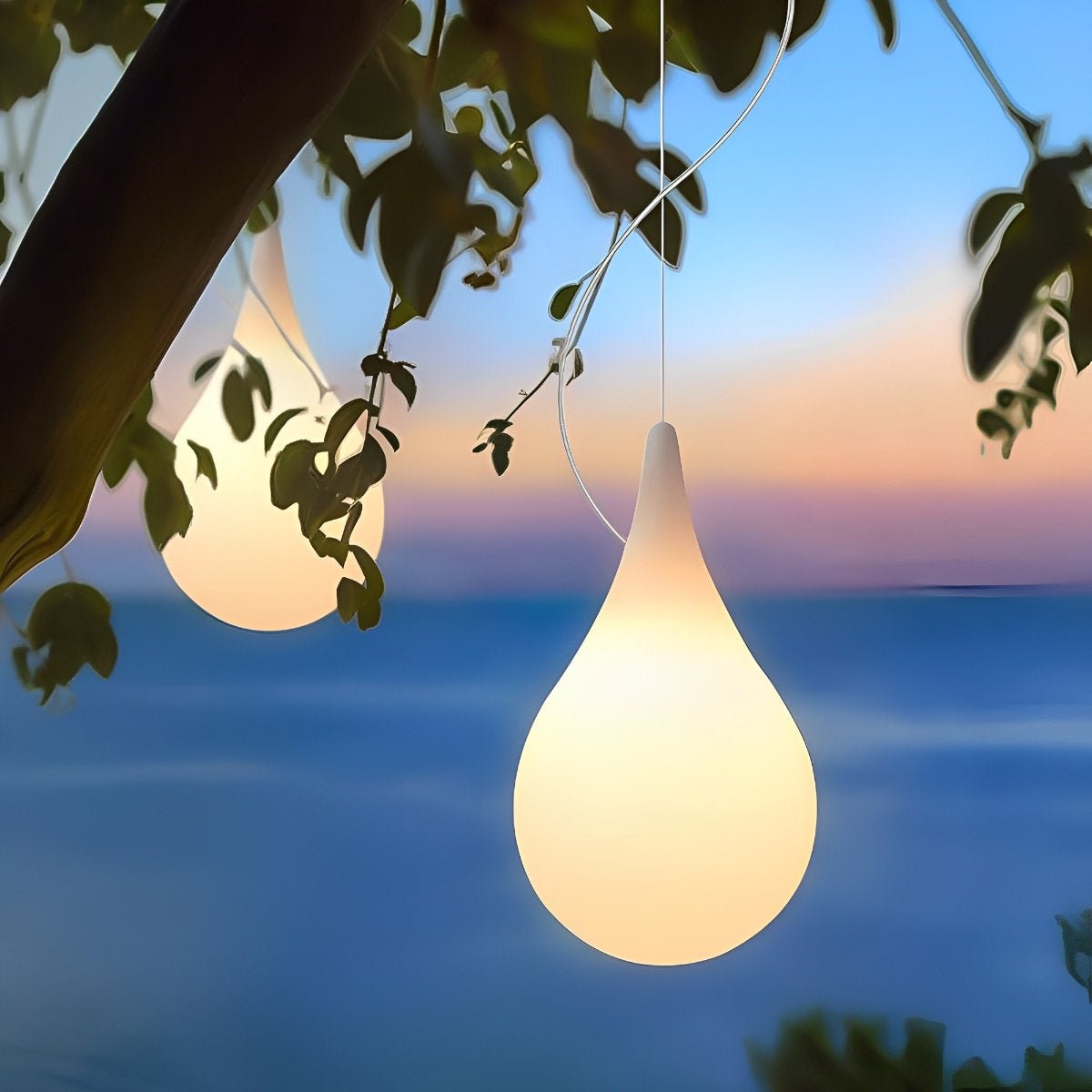 Pendant Light Plastic Teardrop 24.0 cm White Outdoor Patio Pergola Waterproof Hanging Garden Light RGB LED | Thomler