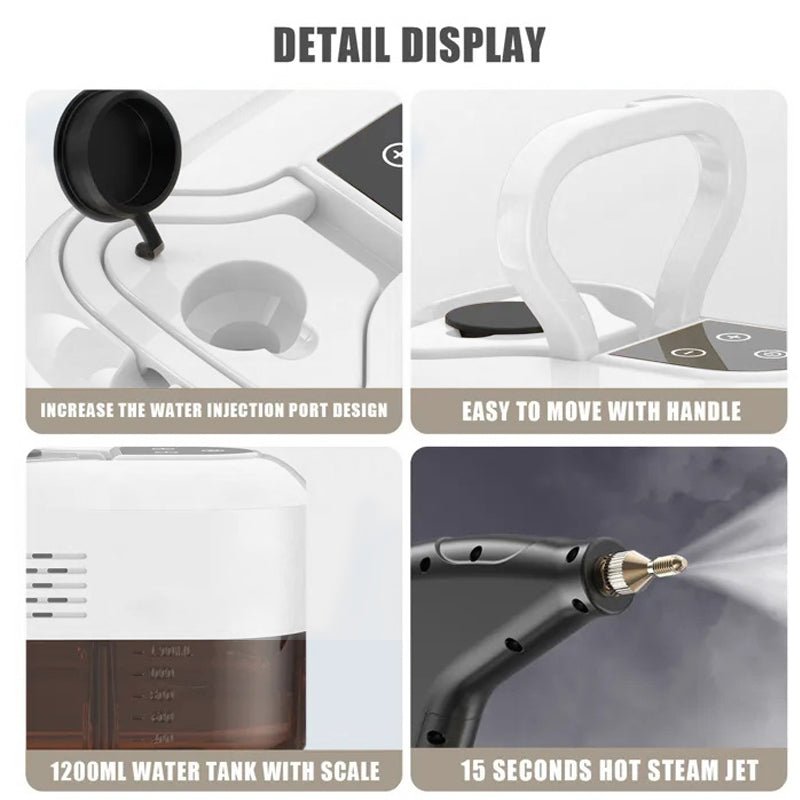 High-Power Electric Steam Cleaning Machine for Home & Auto | 2500W Handheld Steam Cleaner with Attachments | Multi-Surface Sanitizing Tool | Thomler