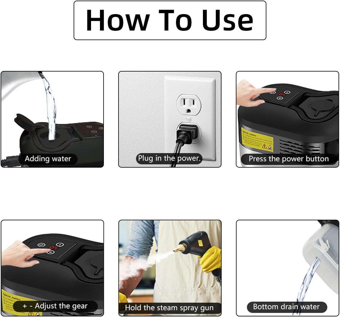 High-Power Electric Steam Cleaning Machine for Home & Auto | 2500W Handheld Steam Cleaner with Attachments | Multi-Surface Sanitizing Tool | Thomler
