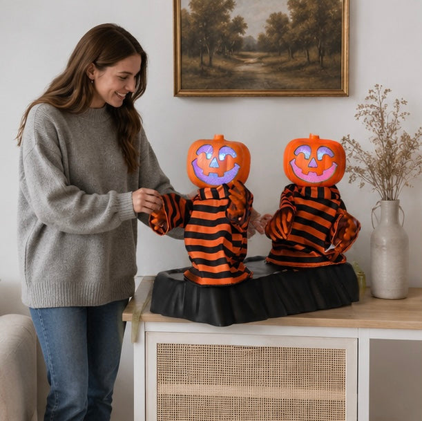 Battery-Powered Dancing Halloween Figures with Music & Color-Changing Eyes – Spooky Singing Decor for Indoor Party Tables | Thomler