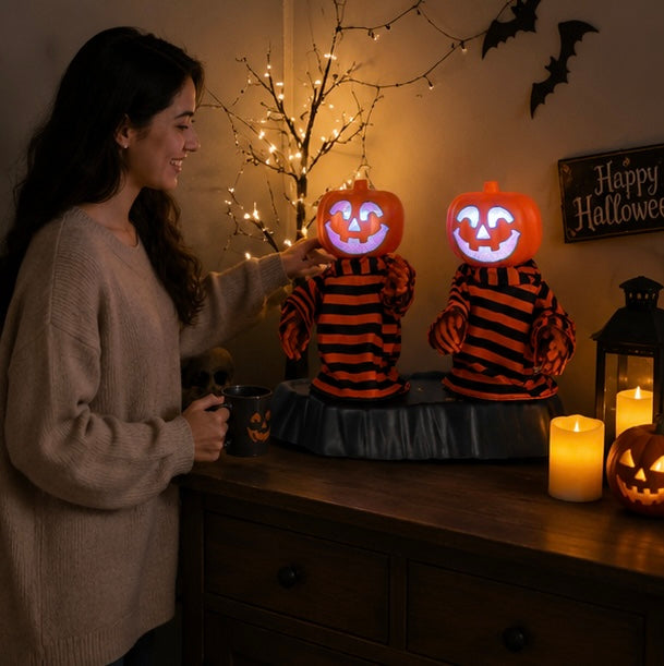 Battery-Powered Dancing Halloween Figures with Music & Color-Changing Eyes – Spooky Singing Decor for Indoor Party Tables | Thomler