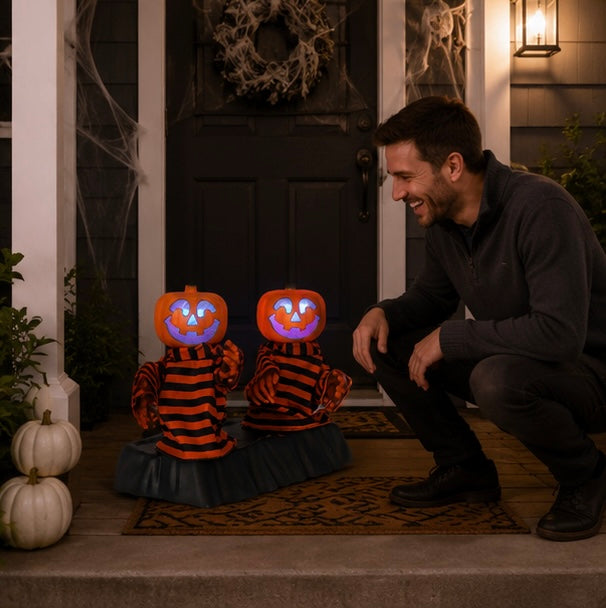 Battery-Powered Dancing Halloween Figures with Music & Color-Changing Eyes – Spooky Singing Decor for Indoor Party Tables | Thomler