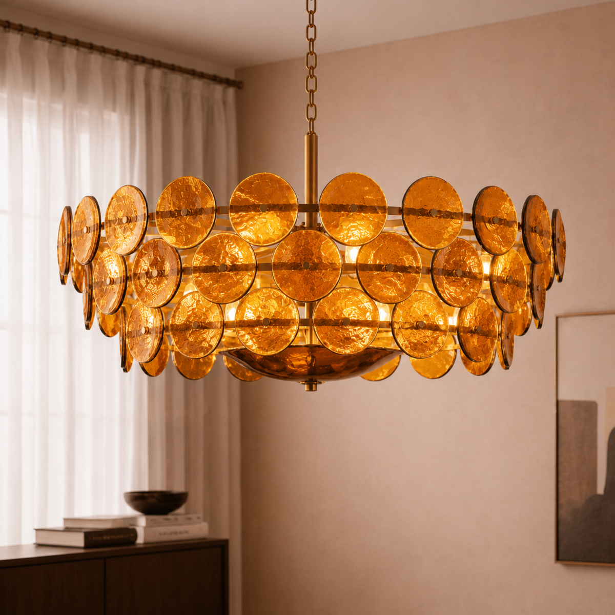 Orange Circular Glass Pendant Light – Multi-Disc Design for Dining Room & Kitchen Island | Thomler