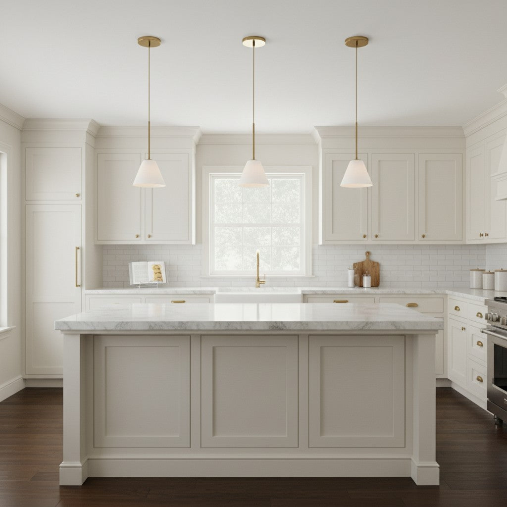 Tapered Glass Hanging Fixture with Metal Hardware for Island Dining Bar Overhead Lighting Home Kitchen | Thomler