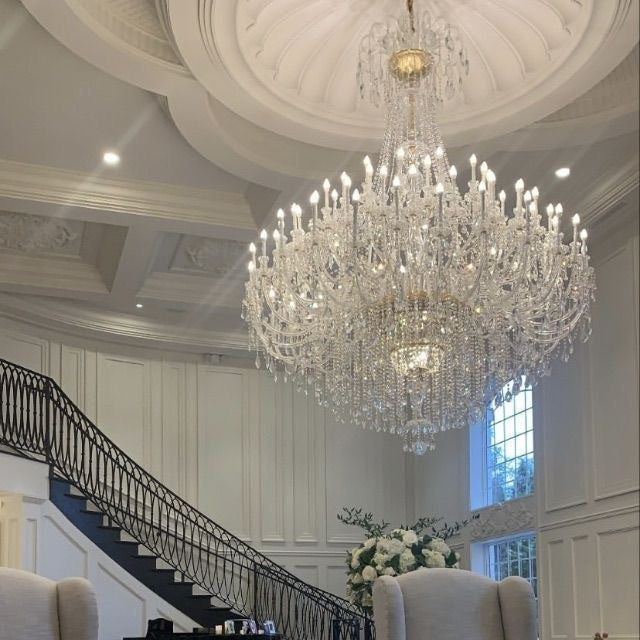 Grand Tiered Crystal Chandelier 35-90 Bulbs Dimmable LED Foyer Statement Lighting for High Ceilings Entryway Staircase Hotel Lobby | Thomler