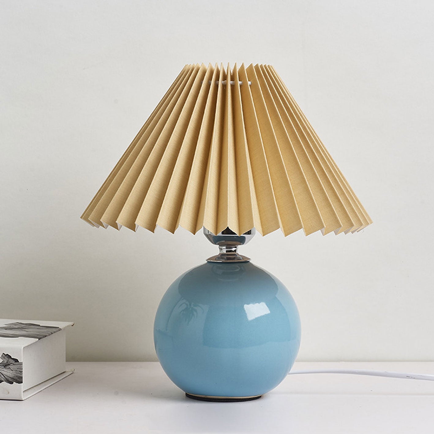 Table Lamp Ceramic 11 in x 9.5 in Modern Bedside Living Room Study LED E26 Fabric Shade | Thomler