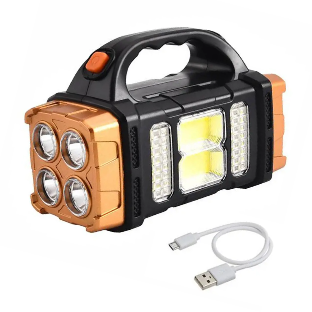 Flashlight Solar Powered 15.3 cm Portable Emergency Camping Power Bank LED Torch Waterproof Outdoor Light | Thomler