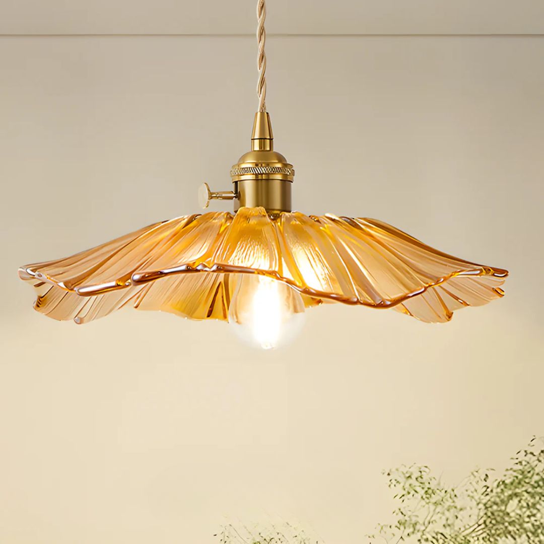 Pendant Light Ribbed Glass 28.0 cm Deep Red Dining Table Hanging Ceiling Lamp Vintage Hallway Lighting E27 | Thomler