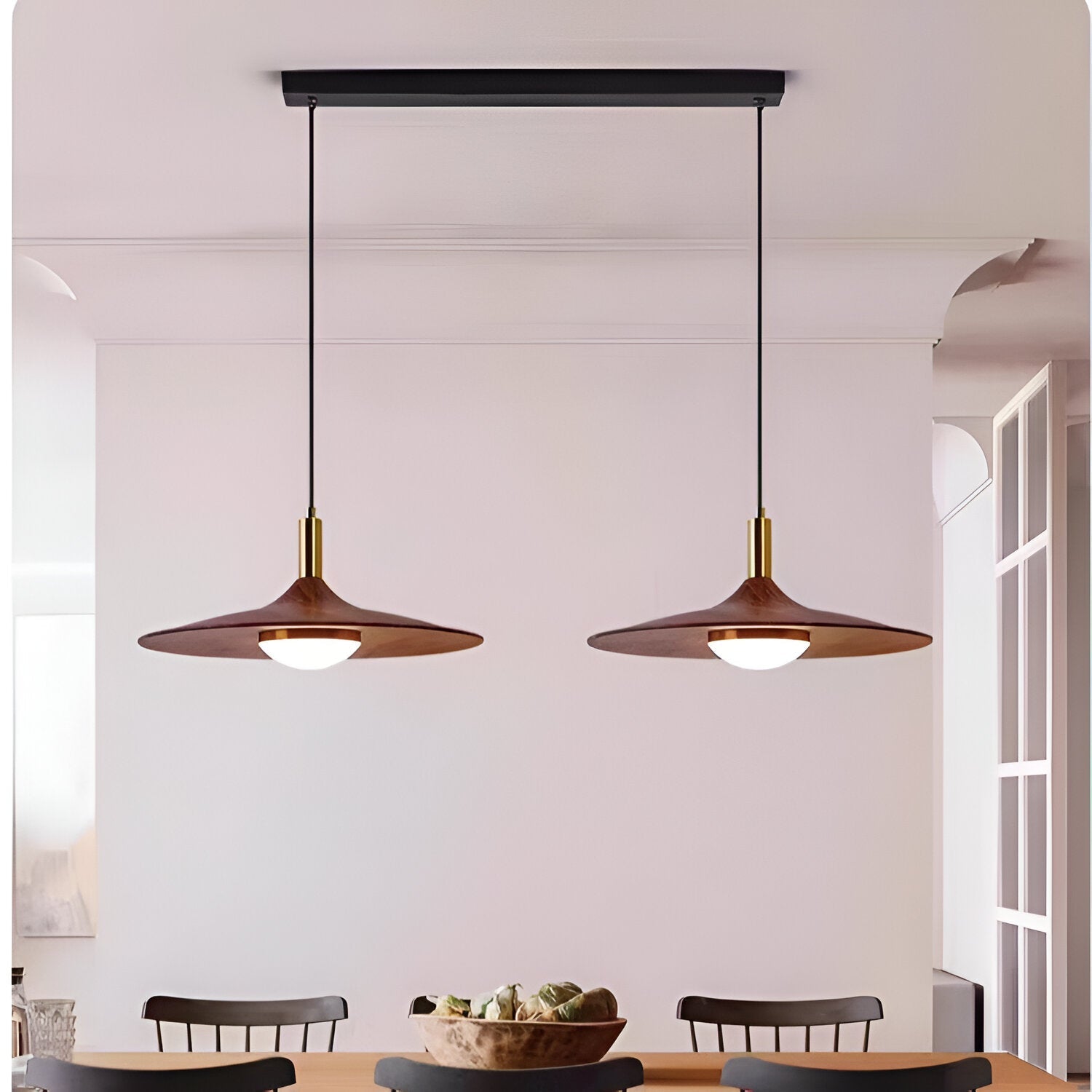 Pendant Light Iron Wood Finish 9.8 in 13.8 in Adjustable Dining Room Kitchen Island Hanging Ceiling Lamp Scandinavian | Thomler