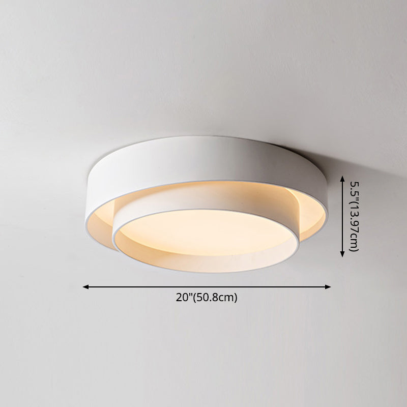 Round LED Ceiling Light 16-24 Inch White Metal Flush Mount Modern Dimmable Fixture for Bedroom Living Room Kitchen | Thomler