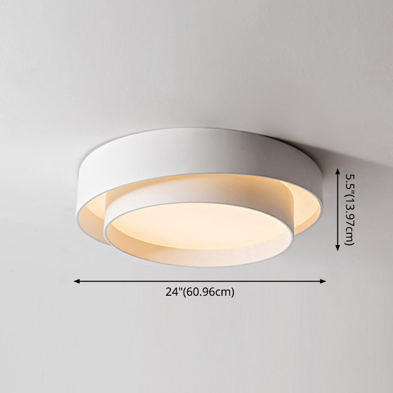 Round LED Ceiling Light 16-24 Inch White Metal Flush Mount Modern Dimmable Fixture for Bedroom Living Room Kitchen | Thomler
