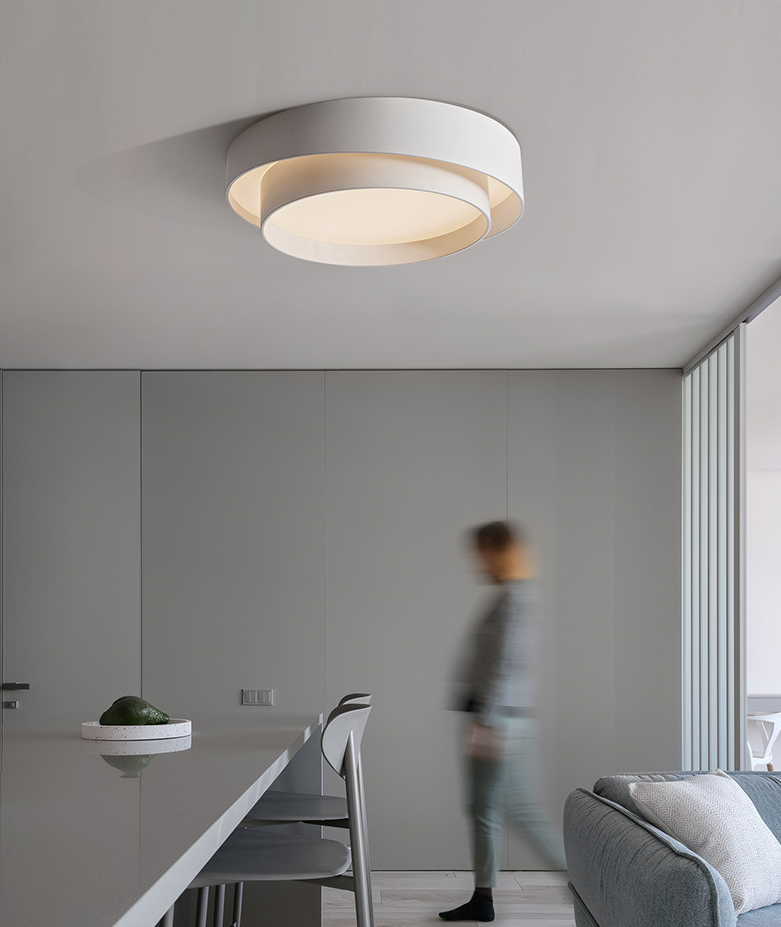 Round LED Ceiling Light 16-24 Inch White Metal Flush Mount Modern Dimmable Fixture for Bedroom Living Room Kitchen | Thomler