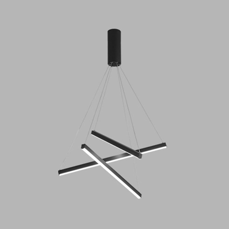 Modern Linear LED Chandelier Black Metal Multi-Tier Pendant Light for Living Room Foyer Kitchen Island Dining Room | Thomler