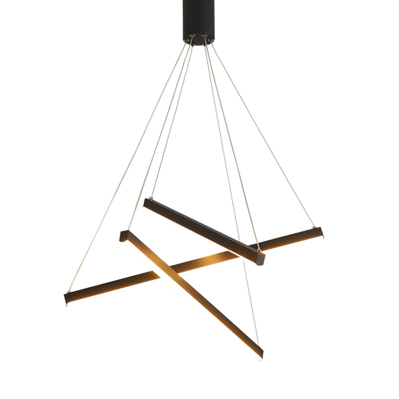 Modern Linear LED Chandelier Black Metal Multi-Tier Pendant Light for Living Room Foyer Kitchen Island Dining Room | Thomler