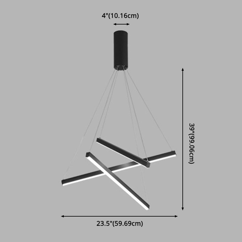 Modern Linear LED Chandelier Black Metal Multi-Tier Pendant Light for Living Room Foyer Kitchen Island Dining Room | Thomler