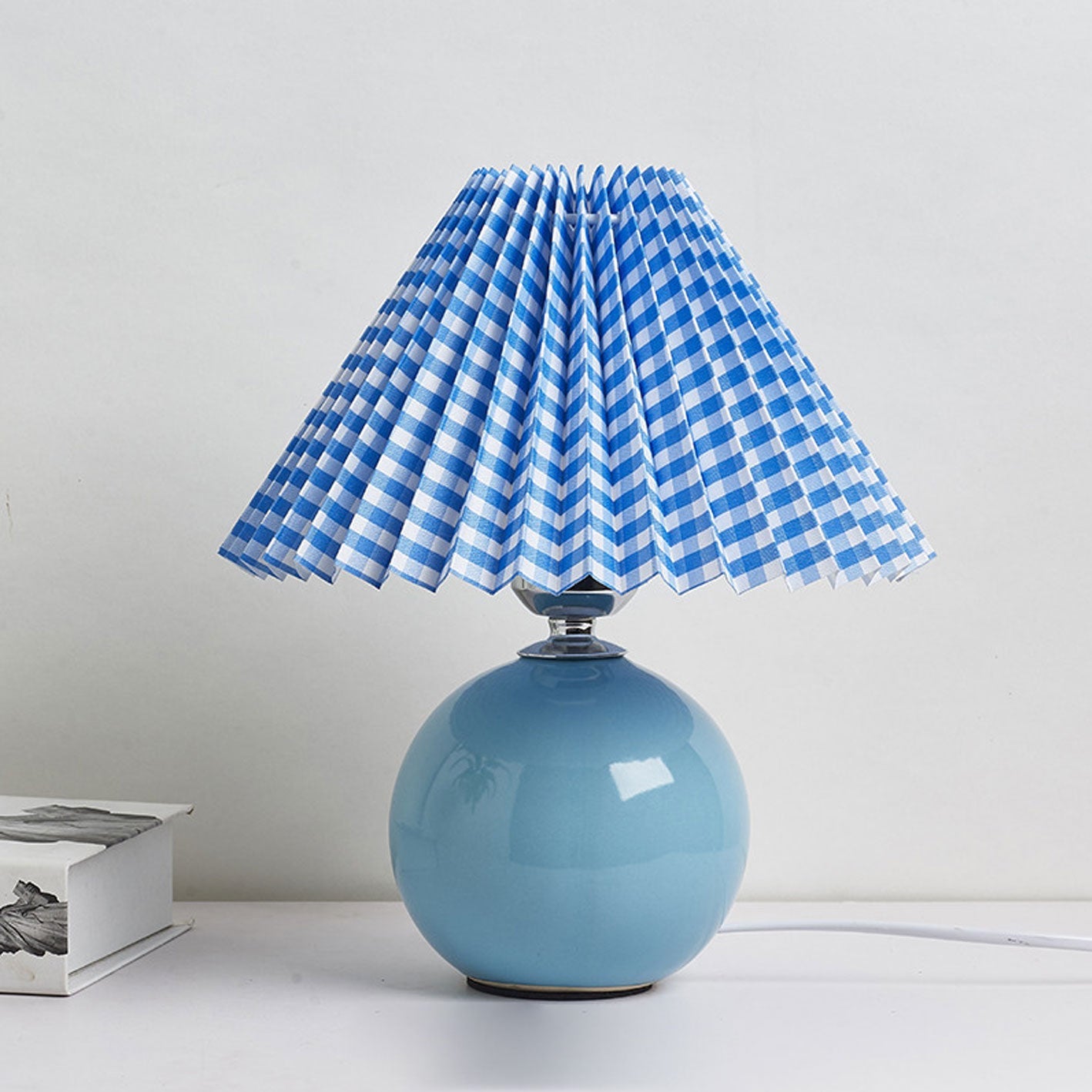 Table Lamp Ceramic 11 in x 9.5 in Modern Bedside Living Room Study LED E26 Fabric Shade | Thomler