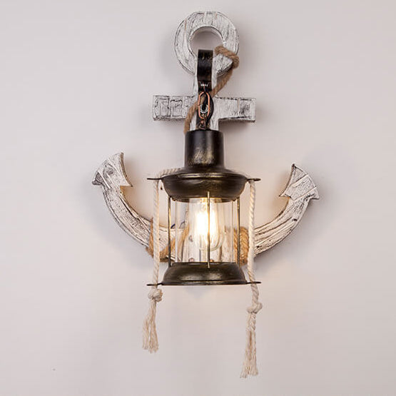 Wall Lamp Iron Wood 12.6 in White Industrial Hallway Living Room Bedroom LED Incandescent Fluorescent Lighting | Thomler