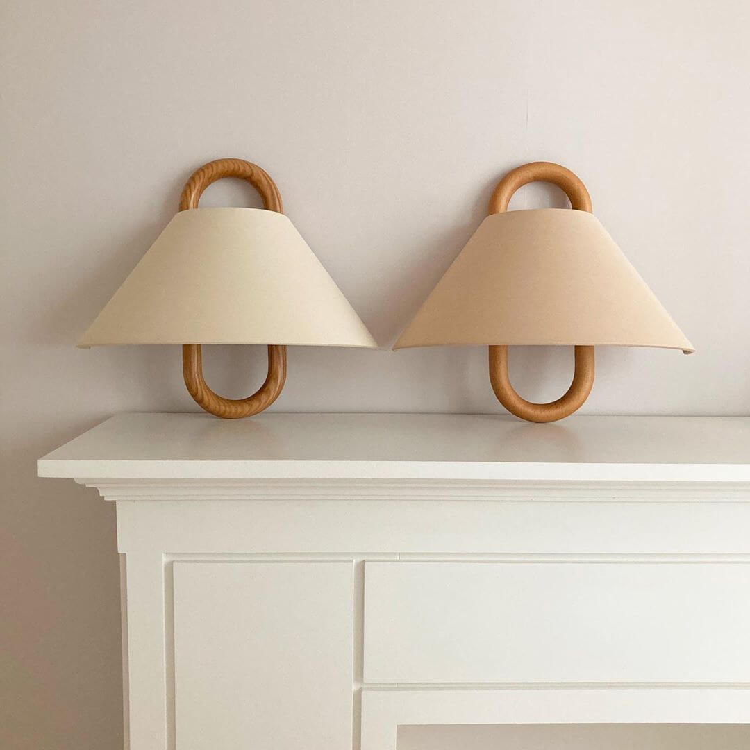 Wall Lamp Beechwood Fabric Shade 13.4 in Modern Living Room Bedroom LED Incandescent Lighting Fixture | Thomler