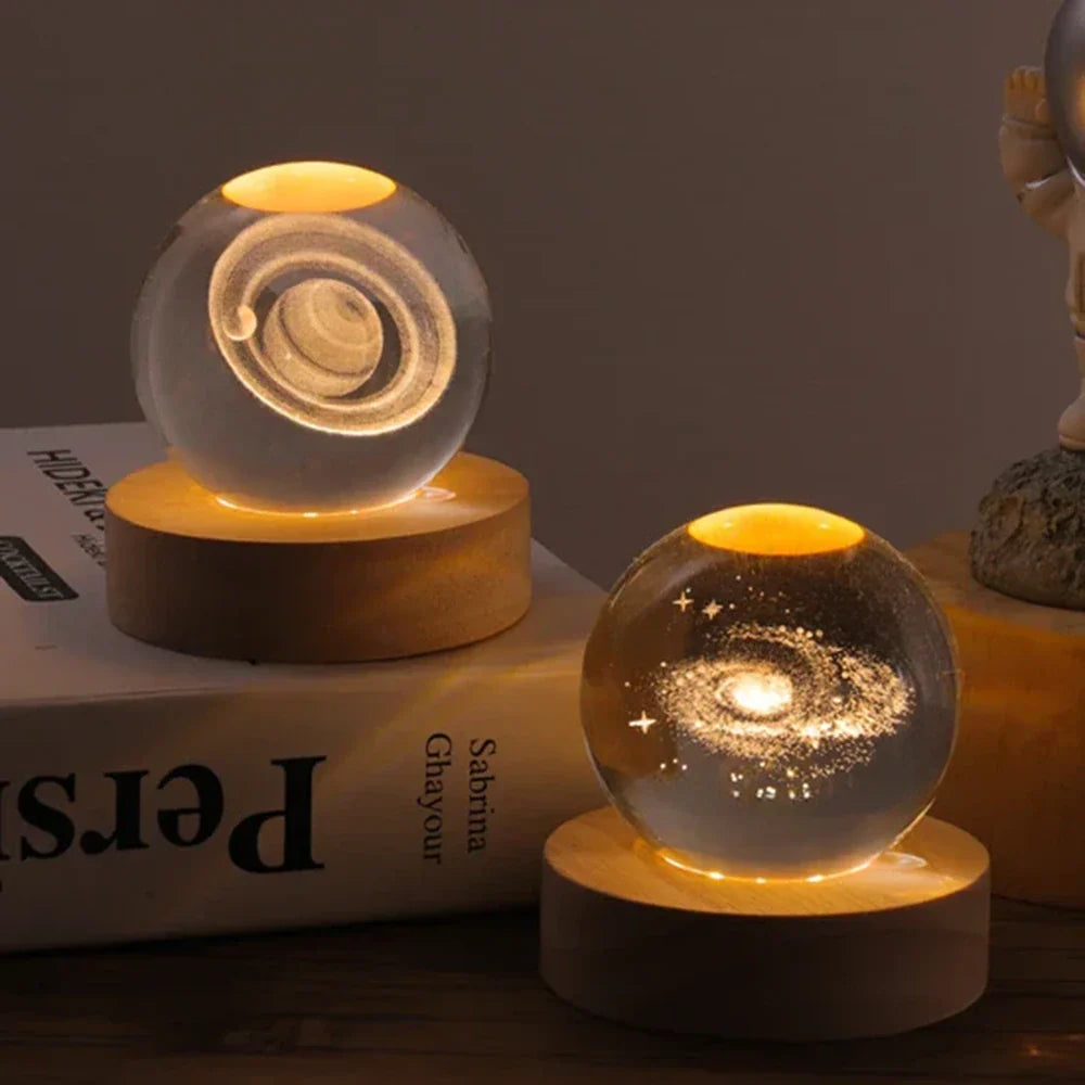 Cosmic Crystal Ball Night Light with LED Color Display | 25 Space Designs | USB Powered Galaxy Sphere Lamp for Bedroom, Living Room & Gift | Thomler