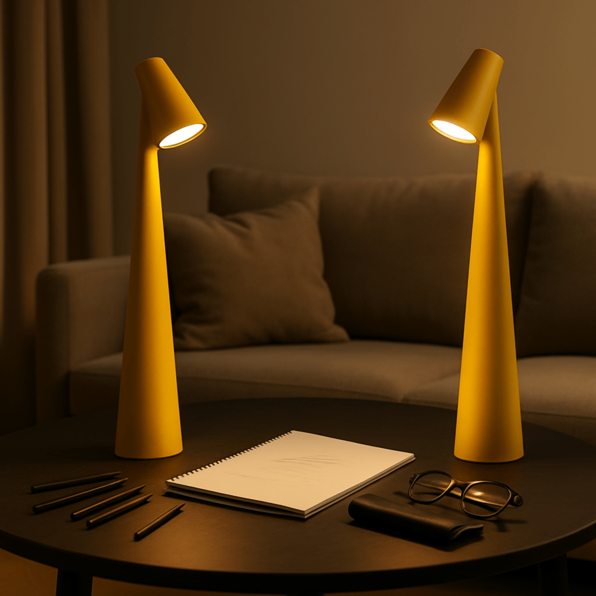 Table Lamp Metal 5.5 in x 17.7 in Cordless Warm White Light Indoor Outdoor Decorative Ambient Lighting | Thomler