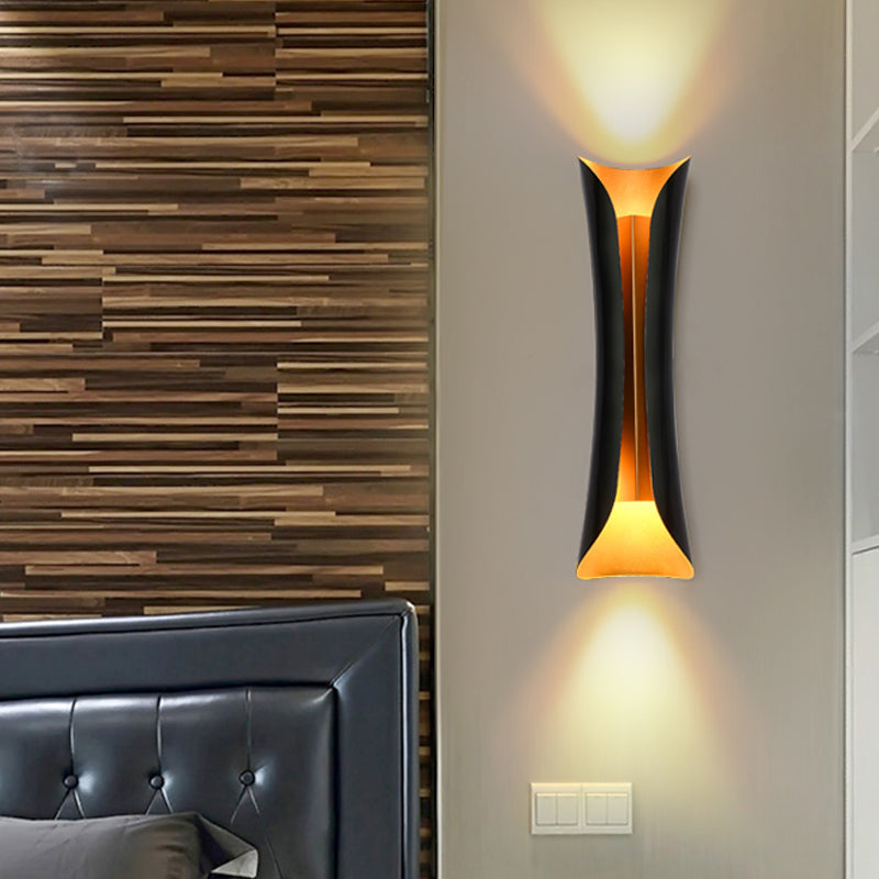 Double-Arm Spiral Wall Sconce Black Metal 2-Light Fixture 13/21/30 Inch Hardwired Indoor Accent Lighting for Hallway Bedroom Living Room | Thomler