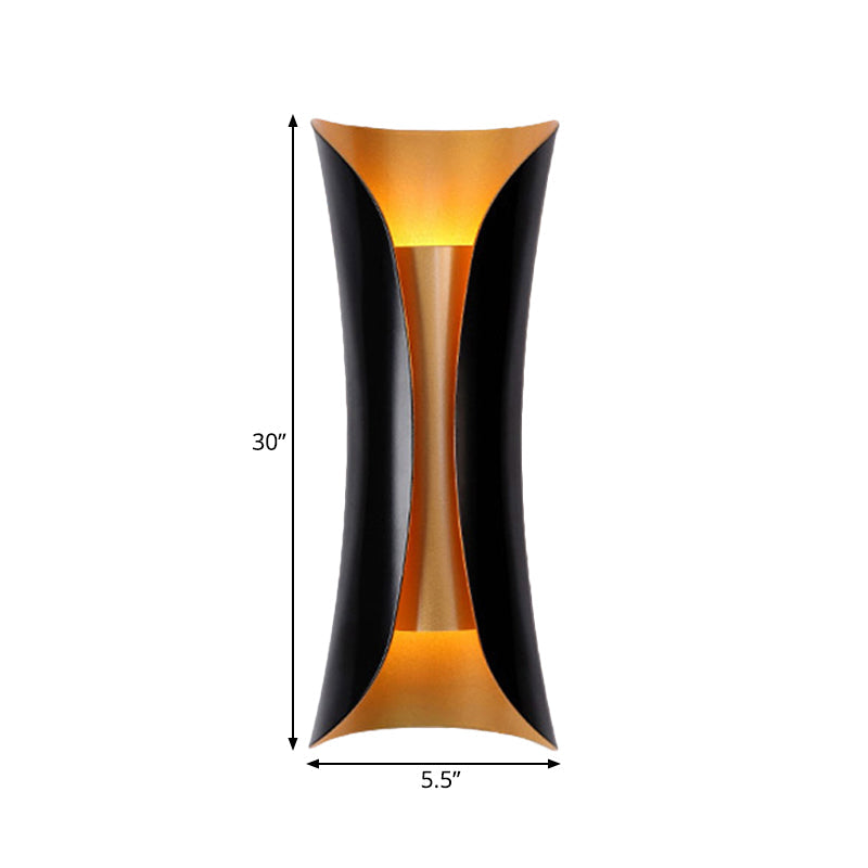 Double-Arm Spiral Wall Sconce Black Metal 2-Light Fixture 13/21/30 Inch Hardwired Indoor Accent Lighting for Hallway Bedroom Living Room | Thomler