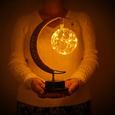 Table Lamp 11 in (28 cm) LED Celestial Moon Night Light Bedroom Living Room Decorative Lamp | Thomler