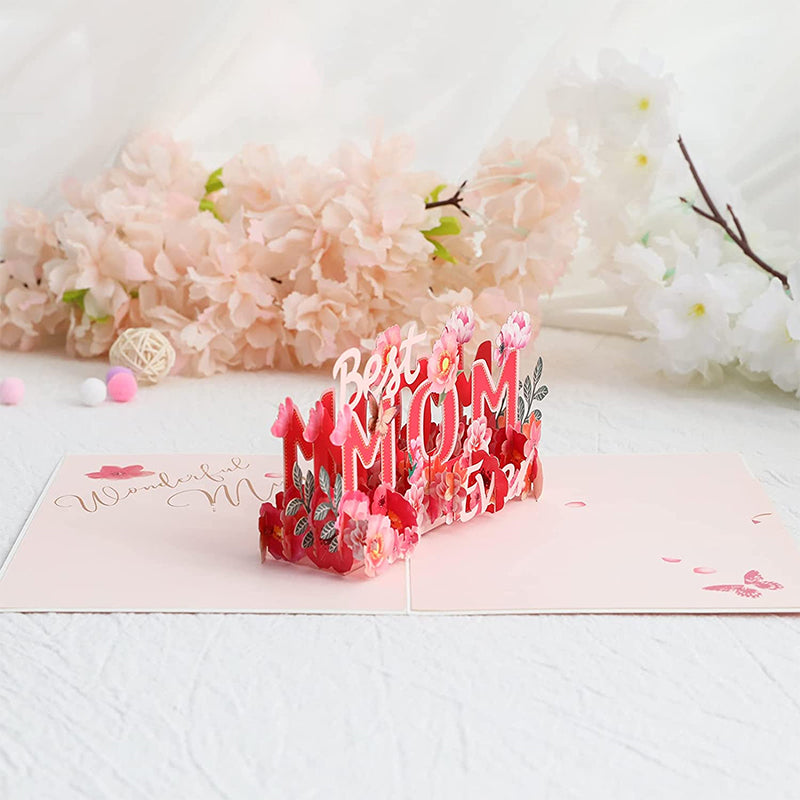Popup Flower Greeting Card with 3D Laser-Cut Design for Mom, Grandma & Special Occasions | Thomler