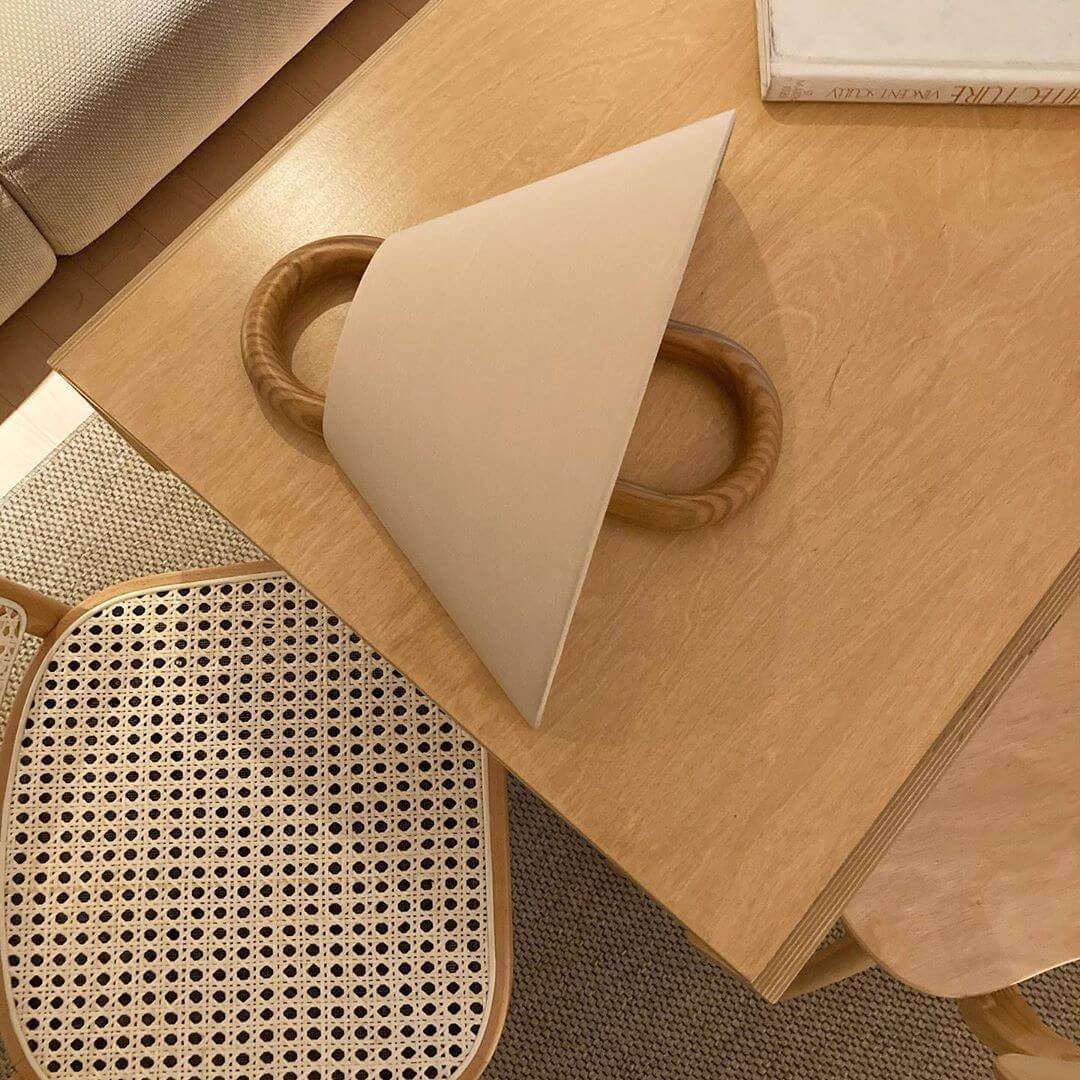 Fabric Half-Moon Wall Sconce with Natural Wood Backplate for Bedroom & Living Room | Thomler