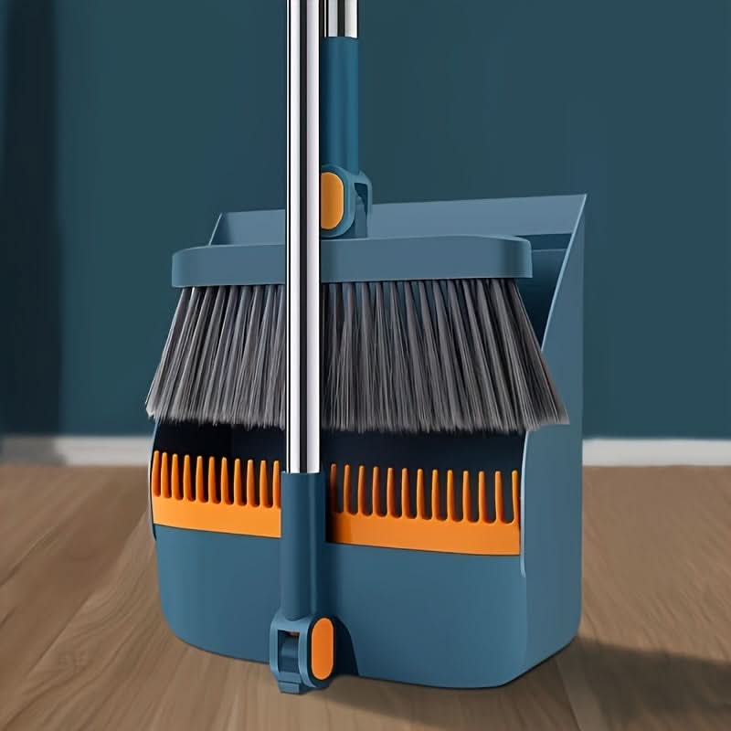 Upright Sweep & Scoop Set with Extended Handle for Floors & Tile – Standup Design, Pet Hair Pickup, Space-Saving Storage | Thomler