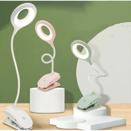 Reading Lamp Plastic 45.0 cm (17.7") Flexible Gooseneck White Bedside Desk Clip On LED Light USB Rechargeable Travel Reading Lamp | Thomler