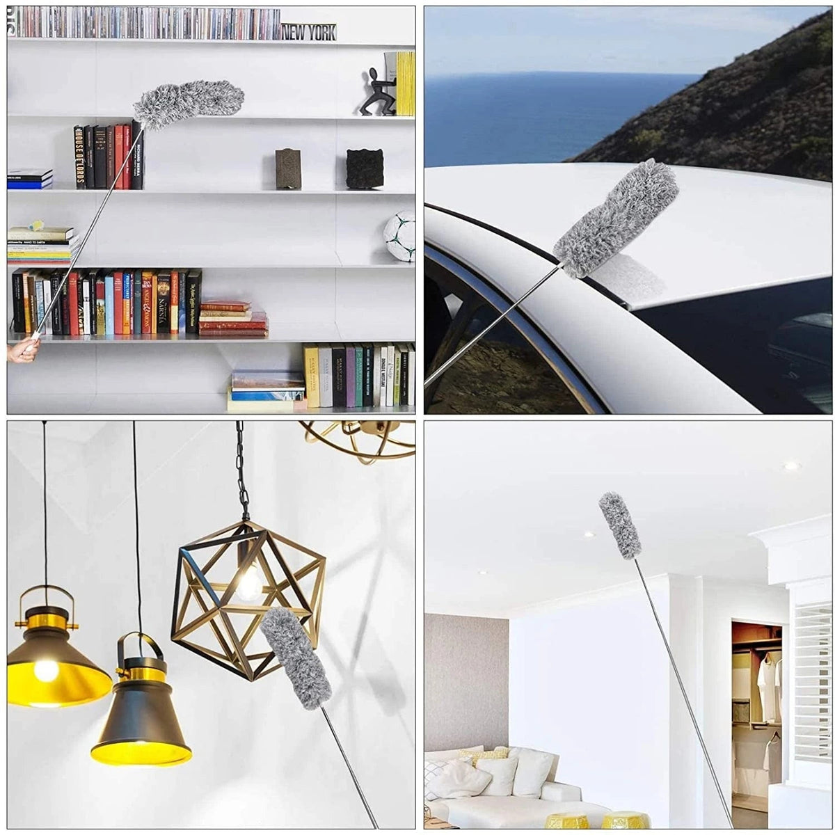 Telescoping Ceiling Fan Duster with Bendable Microfiber Head – Reaches 110 Inches for Fans, Vents & Chandeliers | Thomler